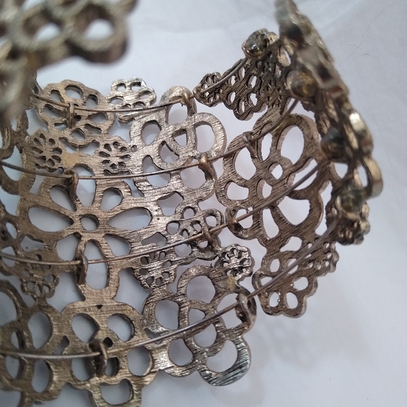 Vintage Filigree Bracelet Victorian Edwardian Art Deco Fashion Jewelry Gothic - Picture 11 of 14